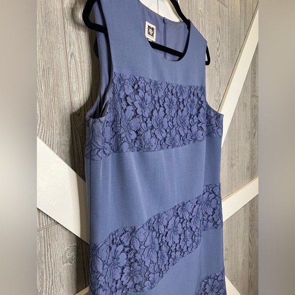 141. ANNE KLEIN Women's Eton Blue Lace Inset Trim Sheath Dress 16 - Picture 2 of 7